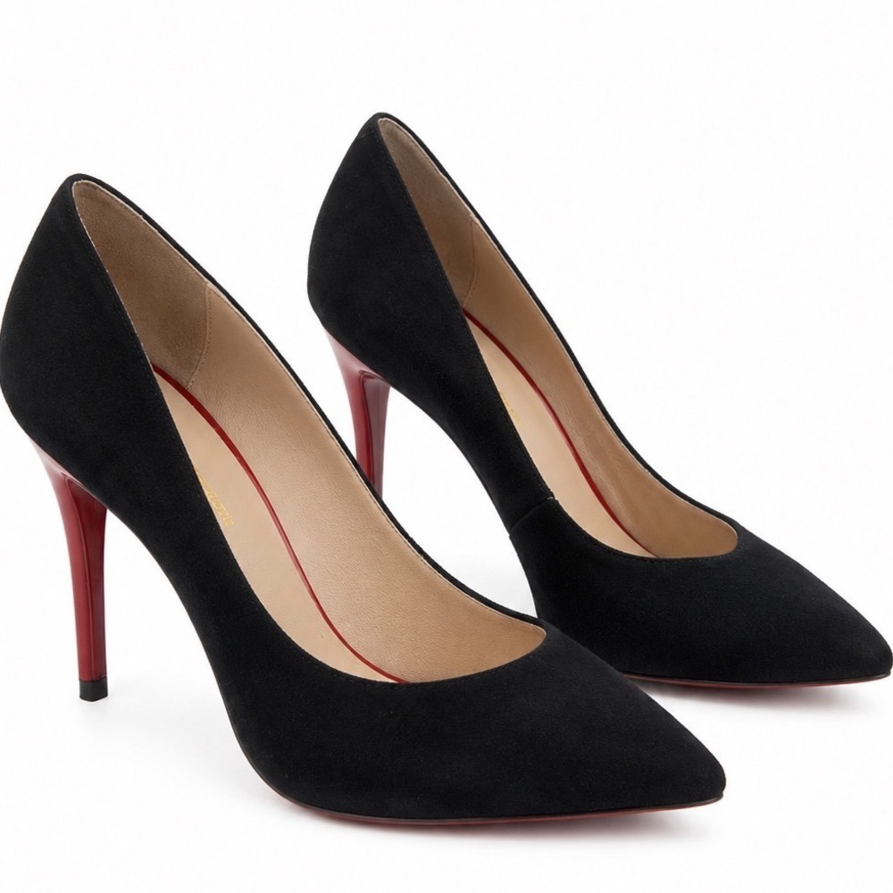 Respect Your Self Black Suede Pointed Toe Stiletto Heels Women's Size 37 US 6.5